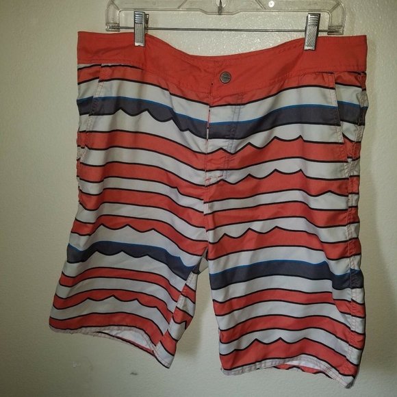 Mens Striped Swim Trunks Board Shorts Size 36 by 21 Men - Forever 21 - Picture 1 of 5
